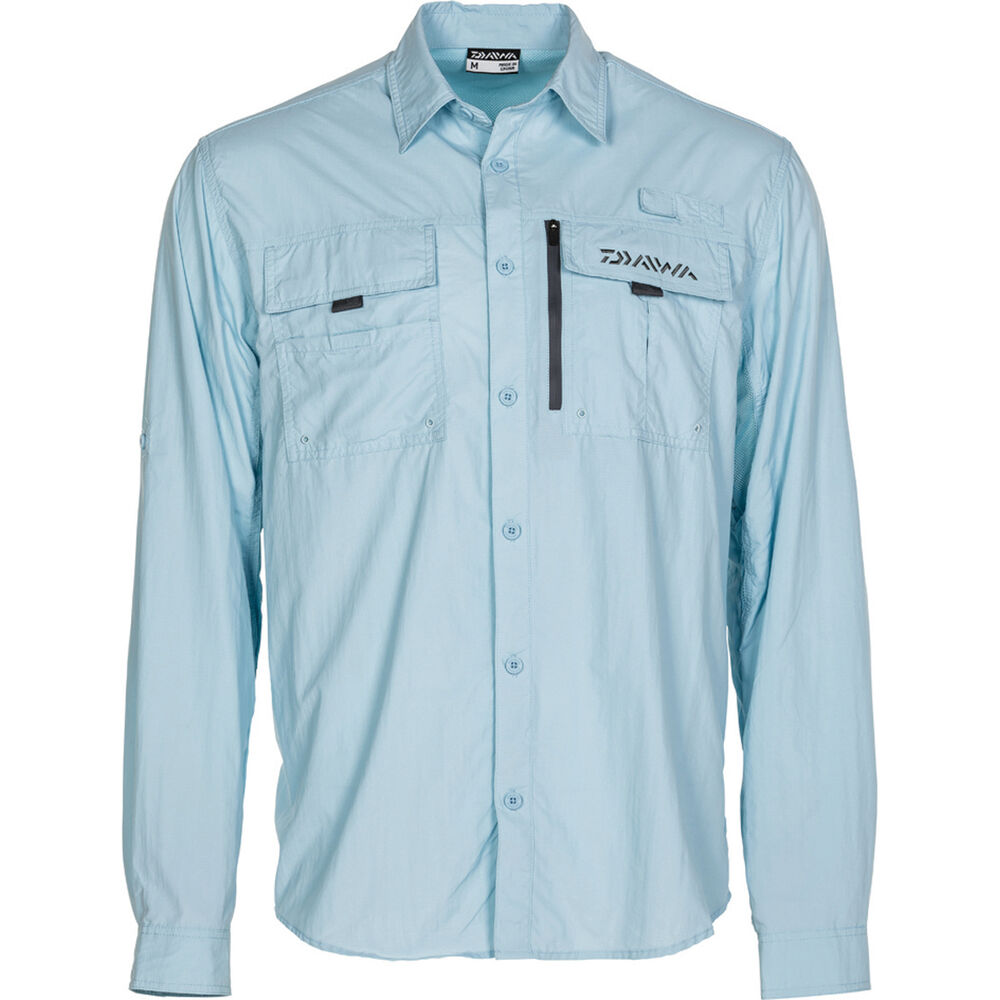 Daiwa Men's Long Sleeve Fishing Shirt Blue XL