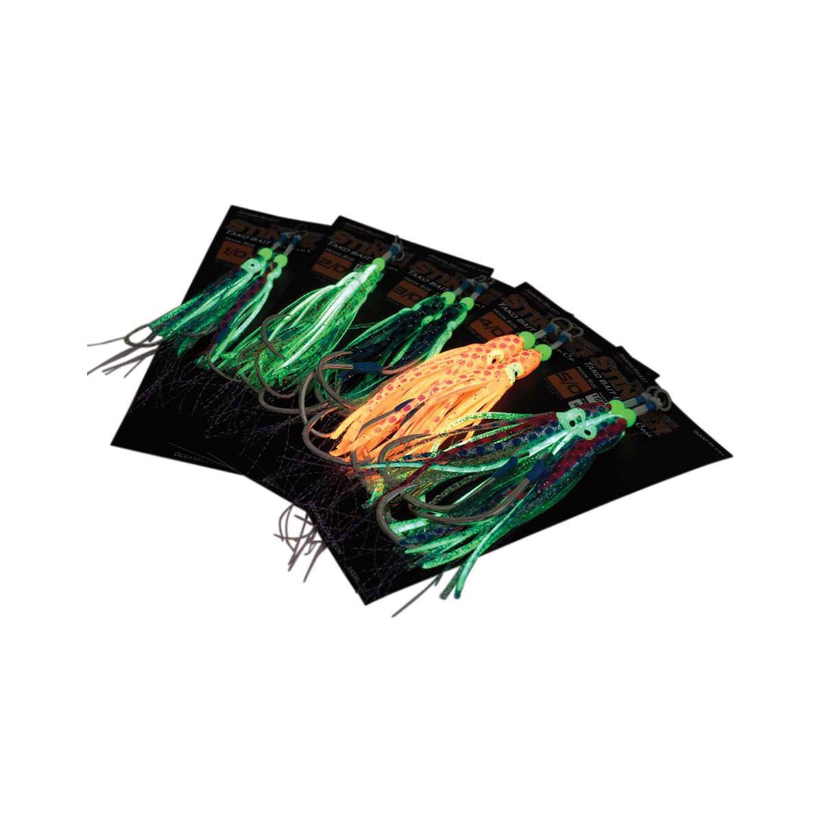 Ocean's Legacy Tako Bait Stinger Twin Assist Hook Clear Speckle Glow 1/0, Clear Speckle Glow, bcf_hi-res