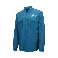 BCF Men’s Long Sleeve Fishing Shirt, Blue / Coral, bcf_hi-res