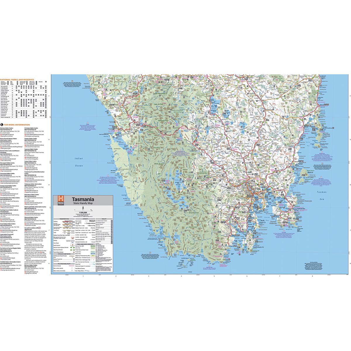 Hema Tasmania Handy Map (11th Edition), , bcf_hi-res