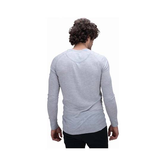 Macpac Men's 150 Merino Long Sleeve Top, Light Grey Marle, bcf_hi-res