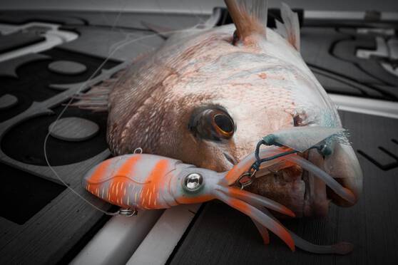Nomad Squidtrex Jig Lure 110mm Orange Tiger, Orange Tiger, bcf_hi-res