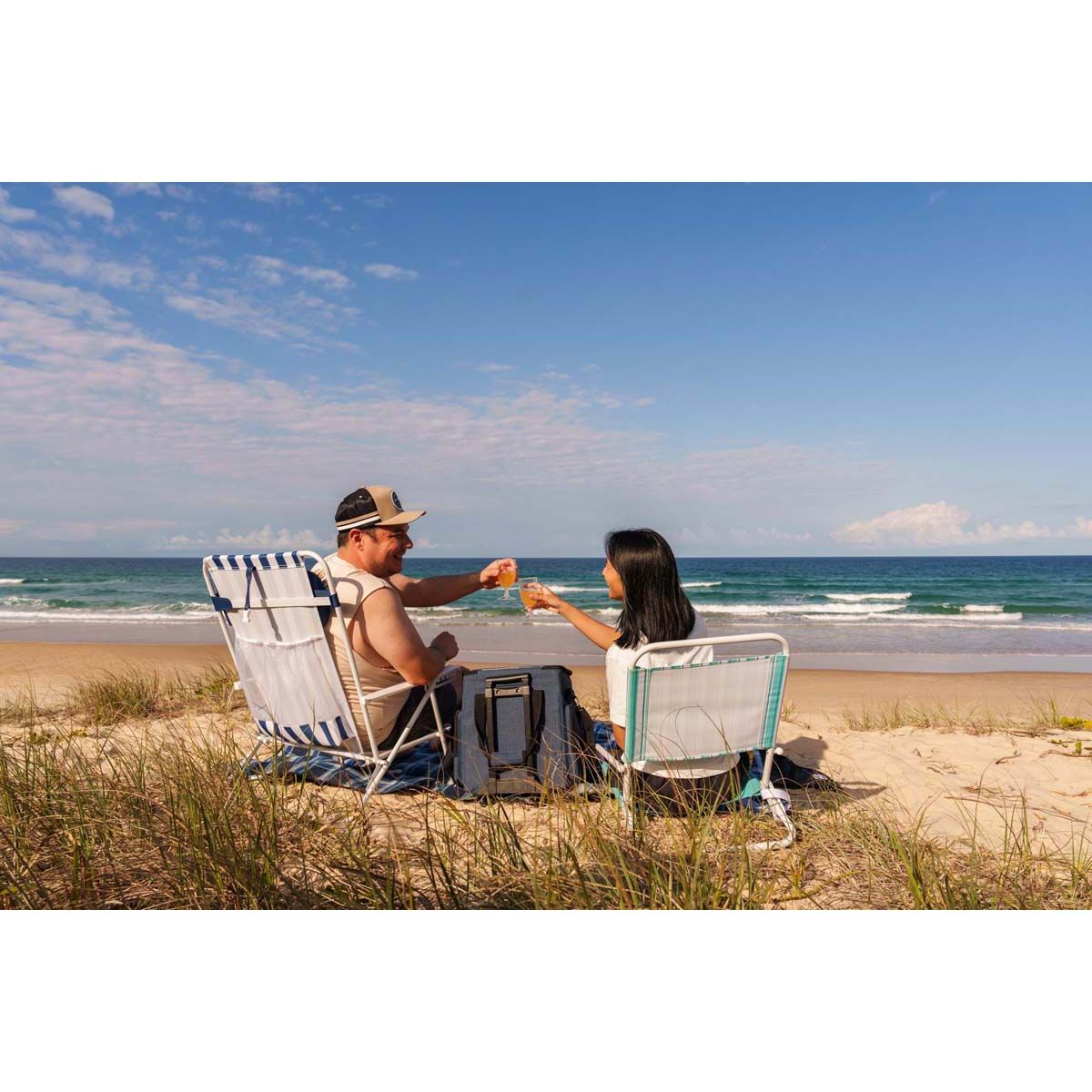 Wanderer Nautical Stripe Beach Chair 120kg, , bcf_hi-res