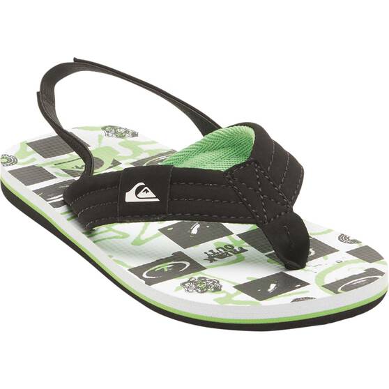 Quiksilver Kids Molokai Layback Thongs, Black / White, bcf_hi-res