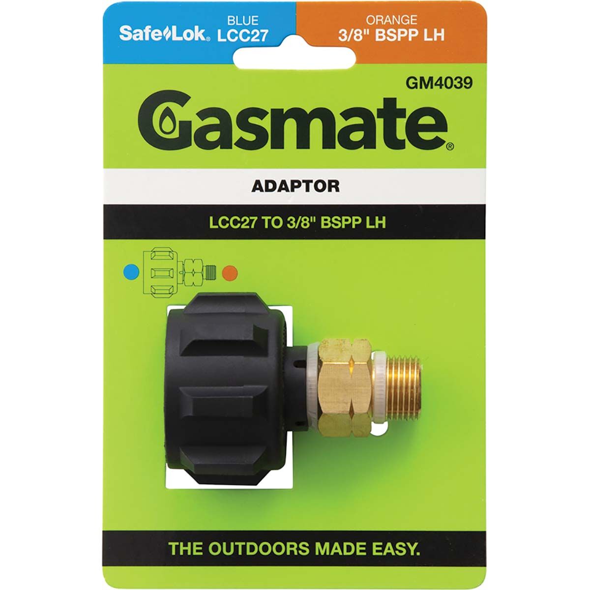 Gasmate LCC27 to 3/8" BSPP LH Female Inlet Adaptor, , bcf_hi-res