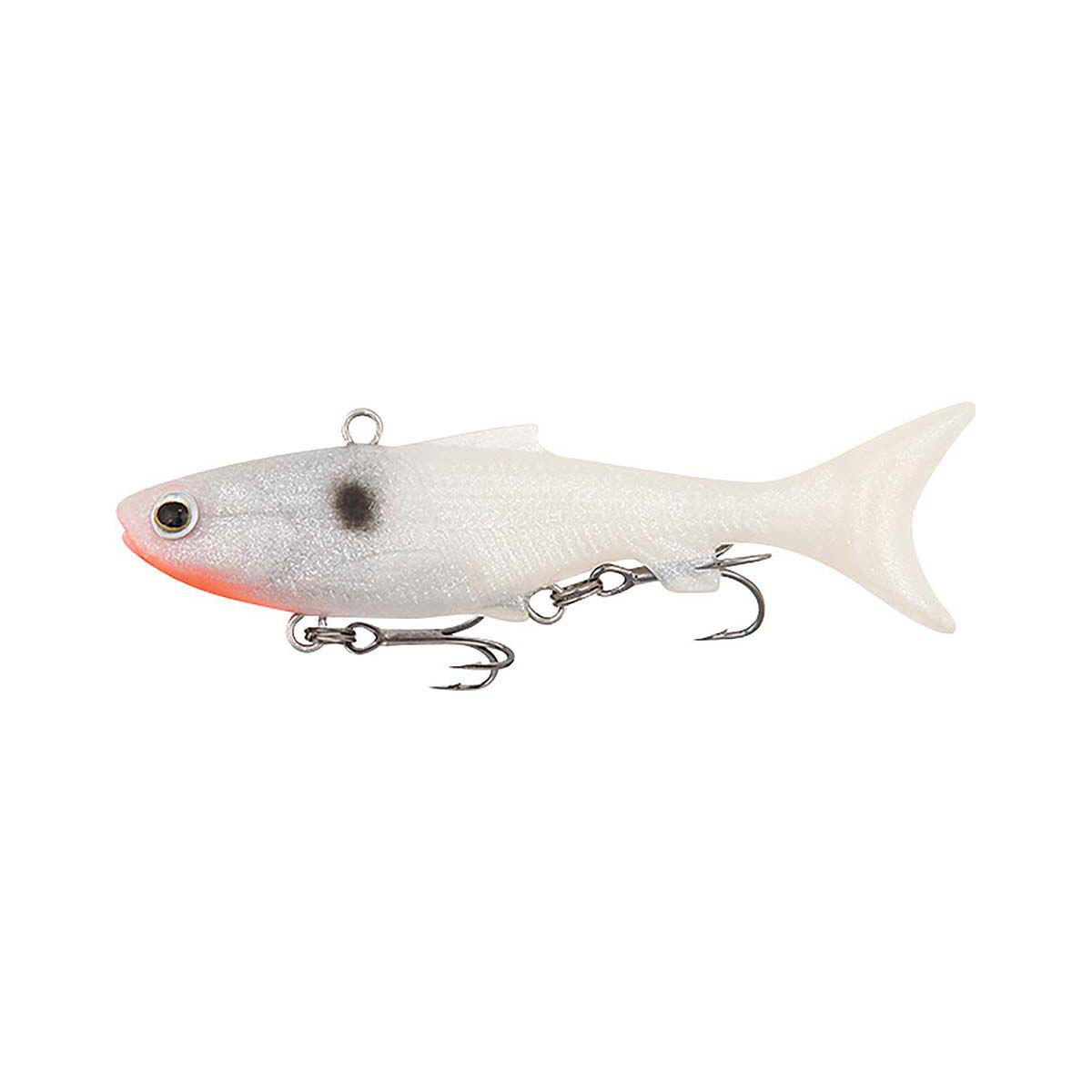 Samaki Vibelicious Thumper Tail Soft Vibe Lure 100mm 20g Pearl White, Pearl White, bcf_hi-res