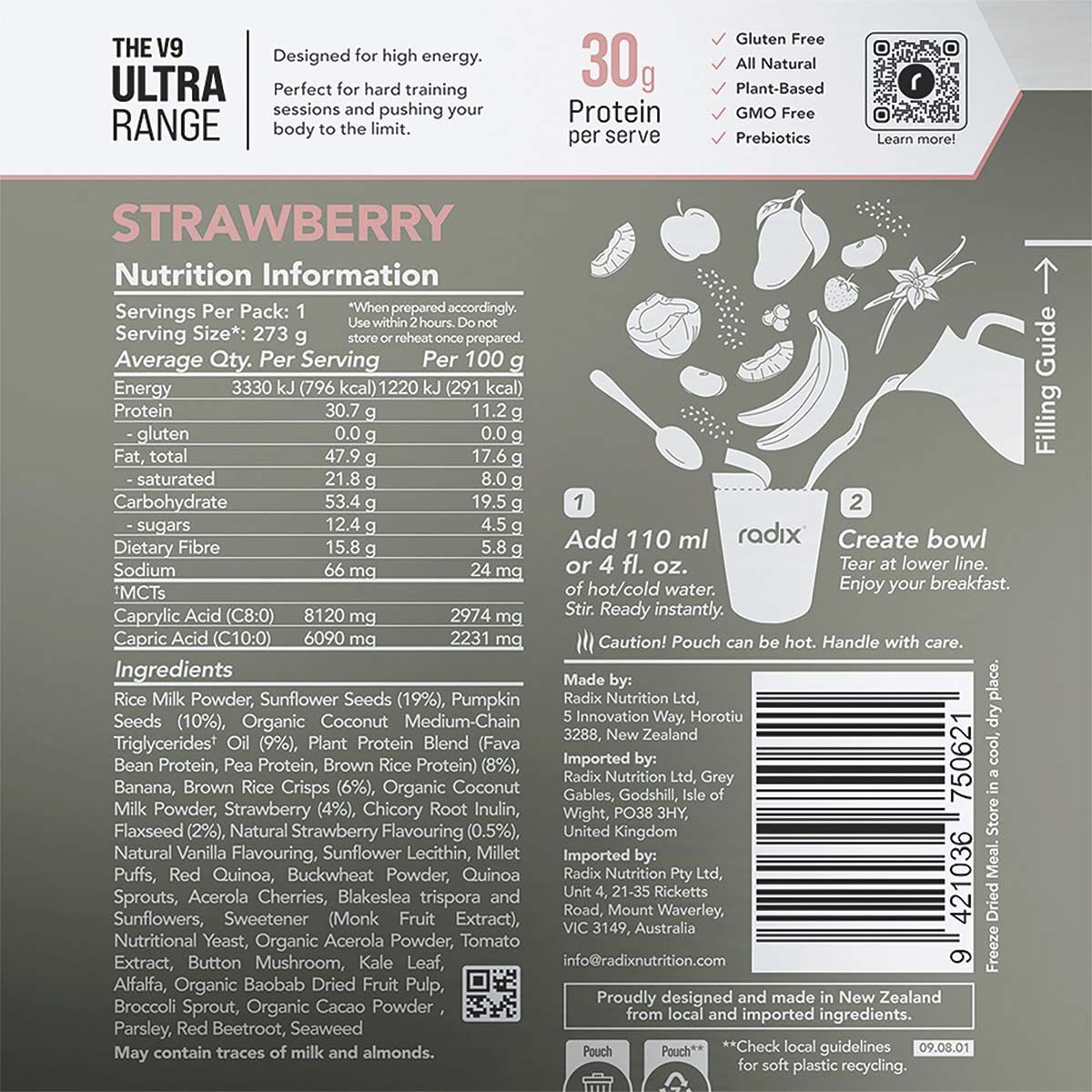 Radix Nutrition Freeze Dried Strawberry Ultra 800Kcal, , bcf_hi-res
