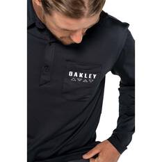 Oakley Men’s Elements Long Sleeve Tech Polo, Blackout, bcf_hi-res
