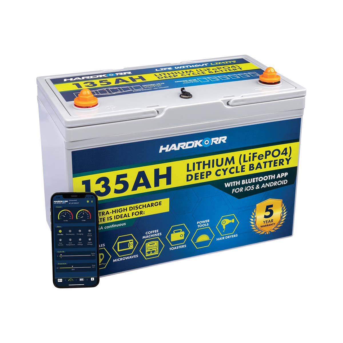 Hardkorr Lithium Battery 135AH with Bluetooth, , bcf_hi-res