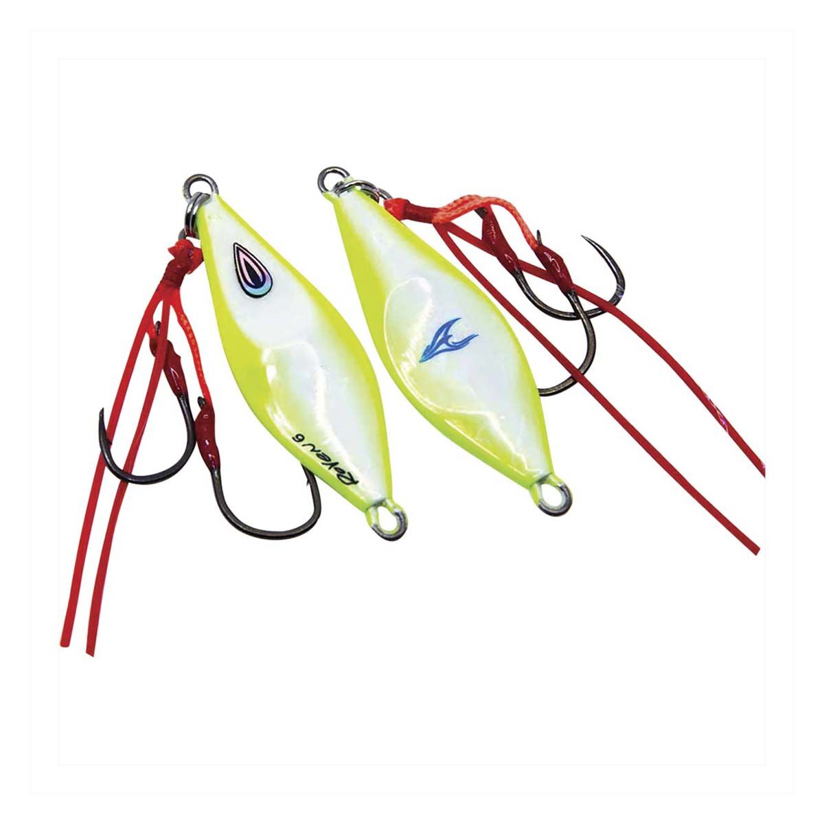 Ocean's Legacy Roven Rigged Jig Lure 10g Lemonade Glow, Lemonade Glow, bcf_hi-res