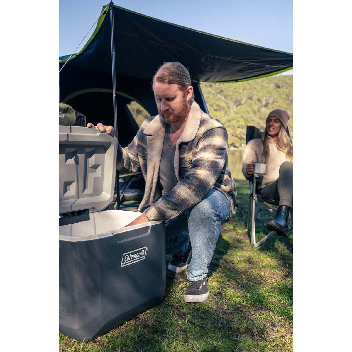 Coleman 57l branded wheeled cooler top