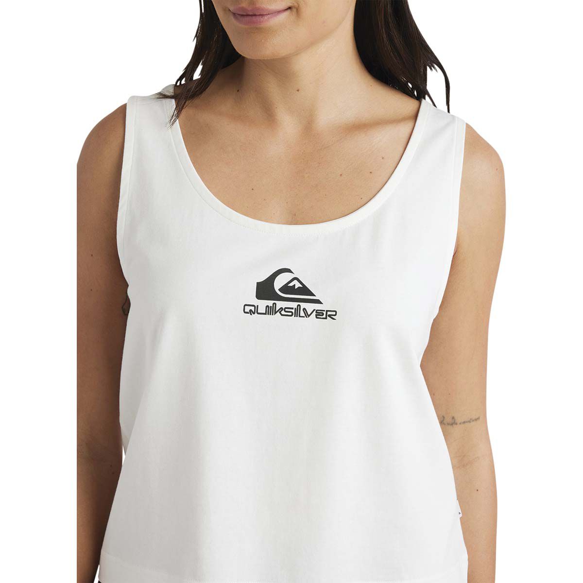 Quiksilver Comp Logo Tank for Women, White, bcf_hi-res