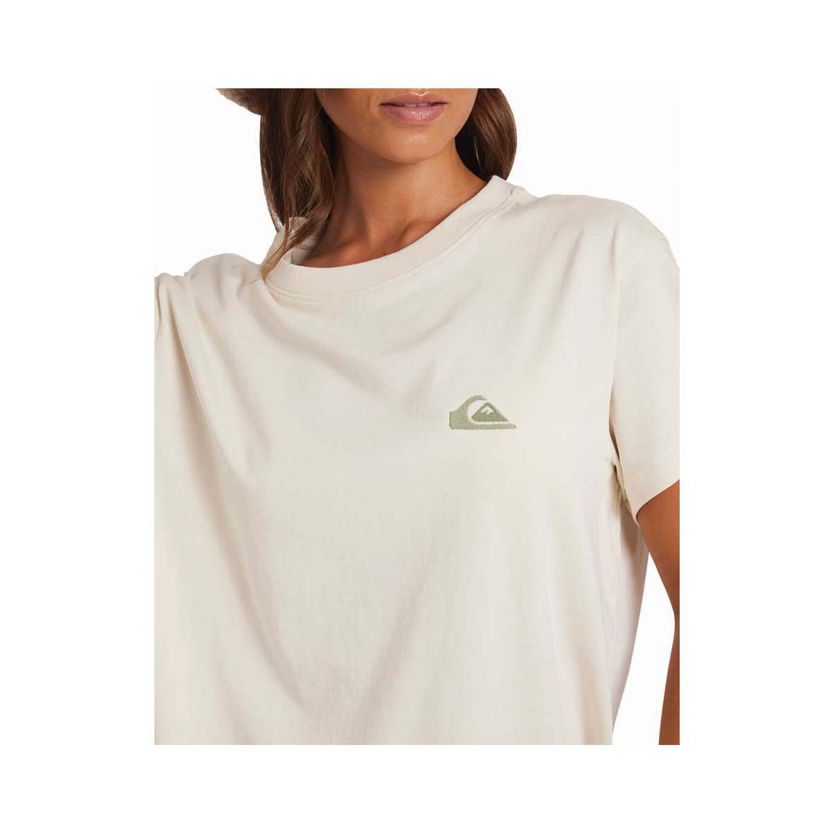 Quiksilver Classic Logo Short Sleeve Shirt for Women, Birch White, bcf_hi-res
