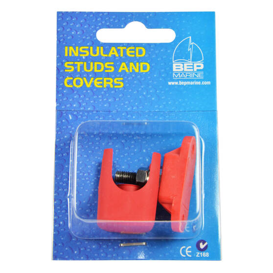 BEP Single Insulated 6mm Stud With Red Cover, , bcf_hi-res