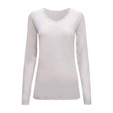 Macpac Women's 150 Merino V-Neck Top, French Oak Marle, bcf_hi-res