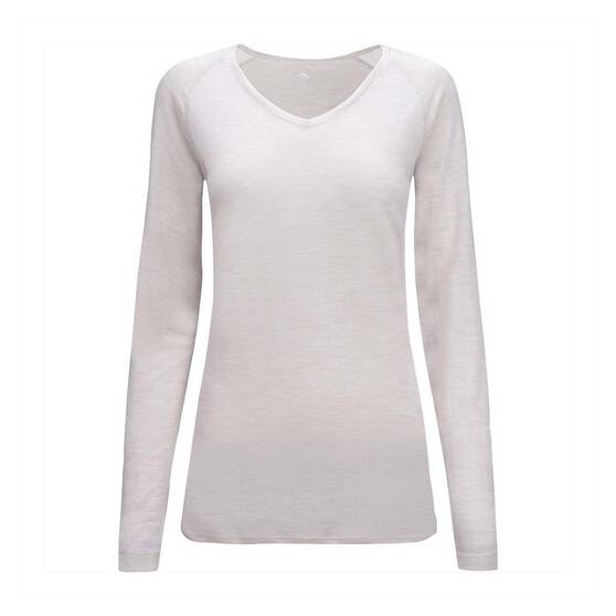Macpac Women's 150 Merino V-Neck Top, French Oak Marle, bcf_hi-res