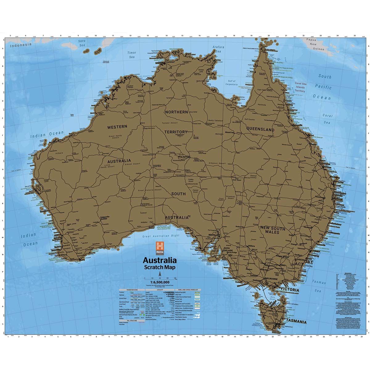 Hema Australia Scratch Wall Map 75cm x 62.5cm, , bcf_hi-res