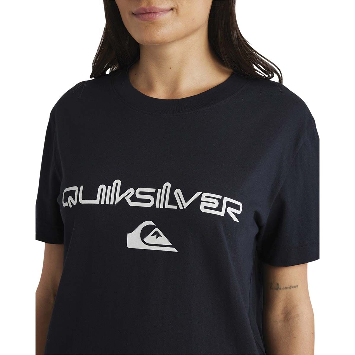 Quiksilver Comp Logo Short Sleeve Tee for Women, Black, bcf_hi-res