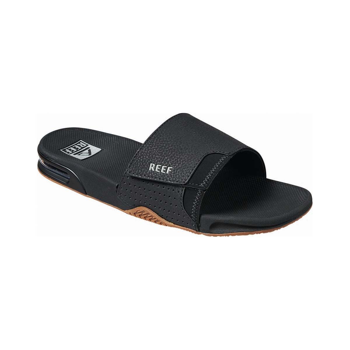 REEF Men's Fanning Slides Black / Silver 8, Black / Silver, bcf_hi-res