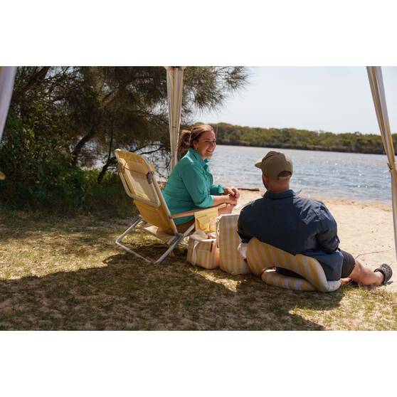 Wanderer Noosa Premium Beach Chair Yellow Stripe 150kg, , bcf_hi-res