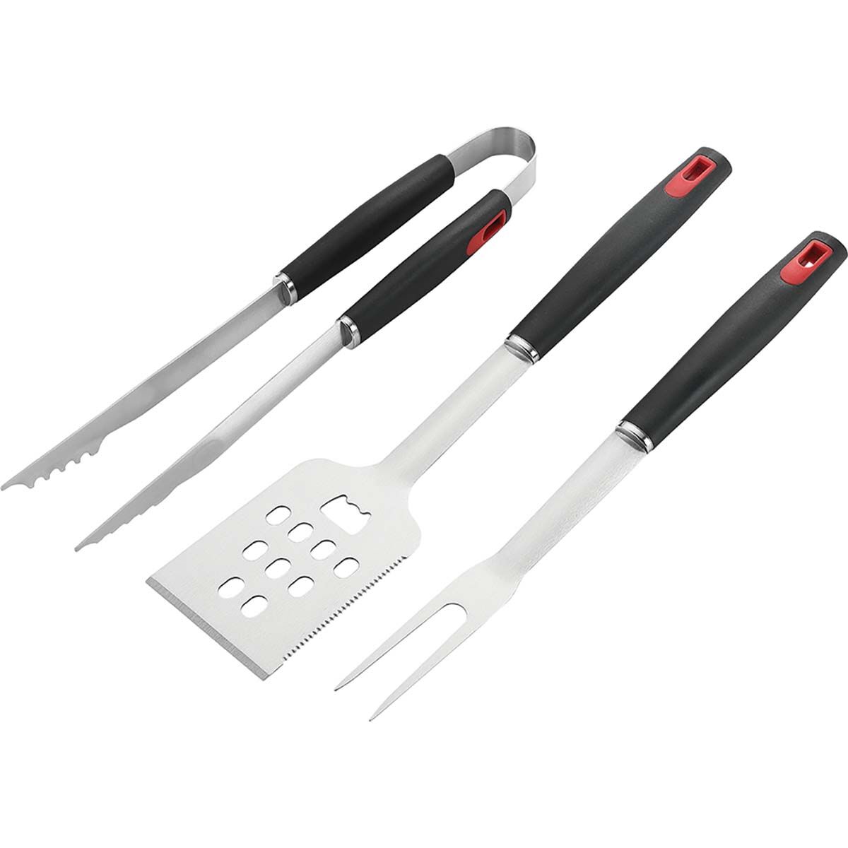 BCF Stainless Steel 3 Piece BBQ Tool Set, , bcf_hi-res