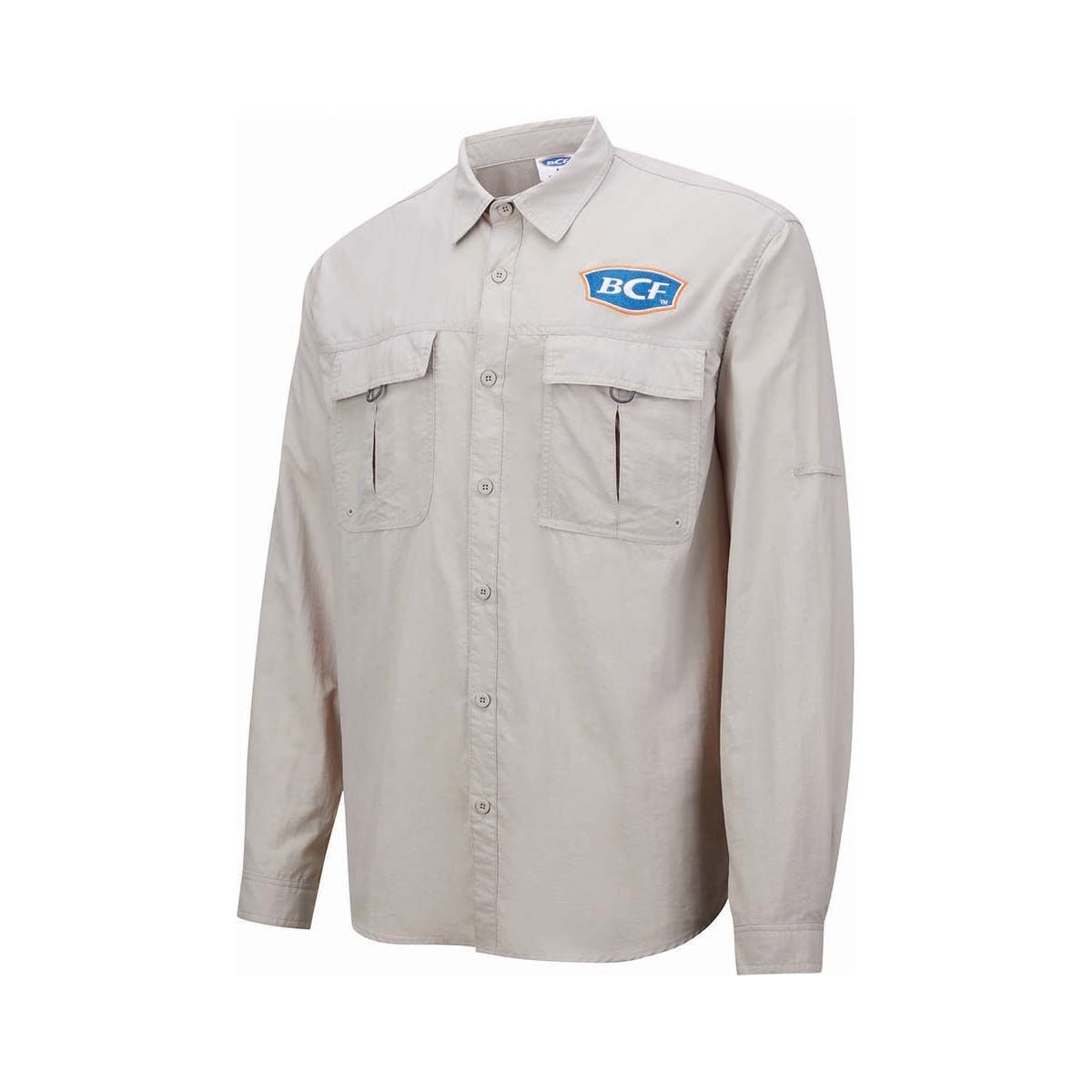 BCF Men&rsquo;s Long Sleeve Fishing Shirt, Stone, bcf_hi-res