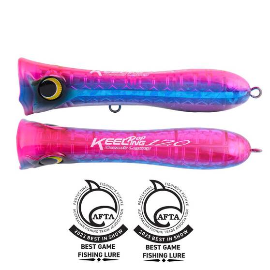 Ocean's Legacy Keeling Pop Surface Popper Lure 190mm Blue Pink Silver, Blue Pink Silver, bcf_hi-res