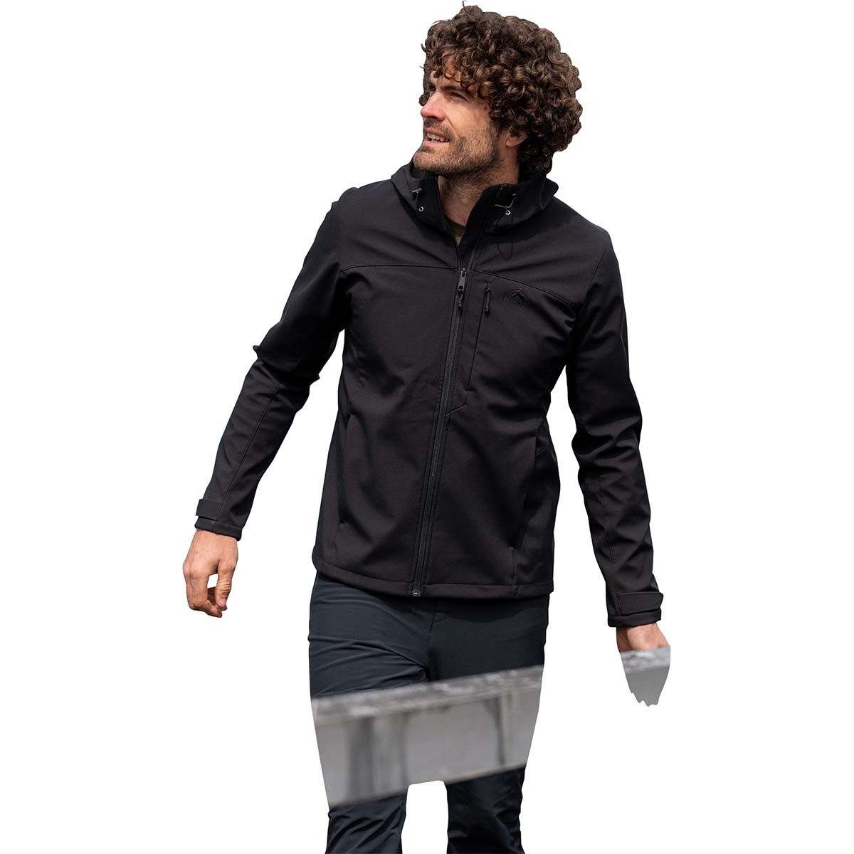 Macpac Men's Sabre Hooded Softshell Jacket Black M, Black, bcf_hi-res