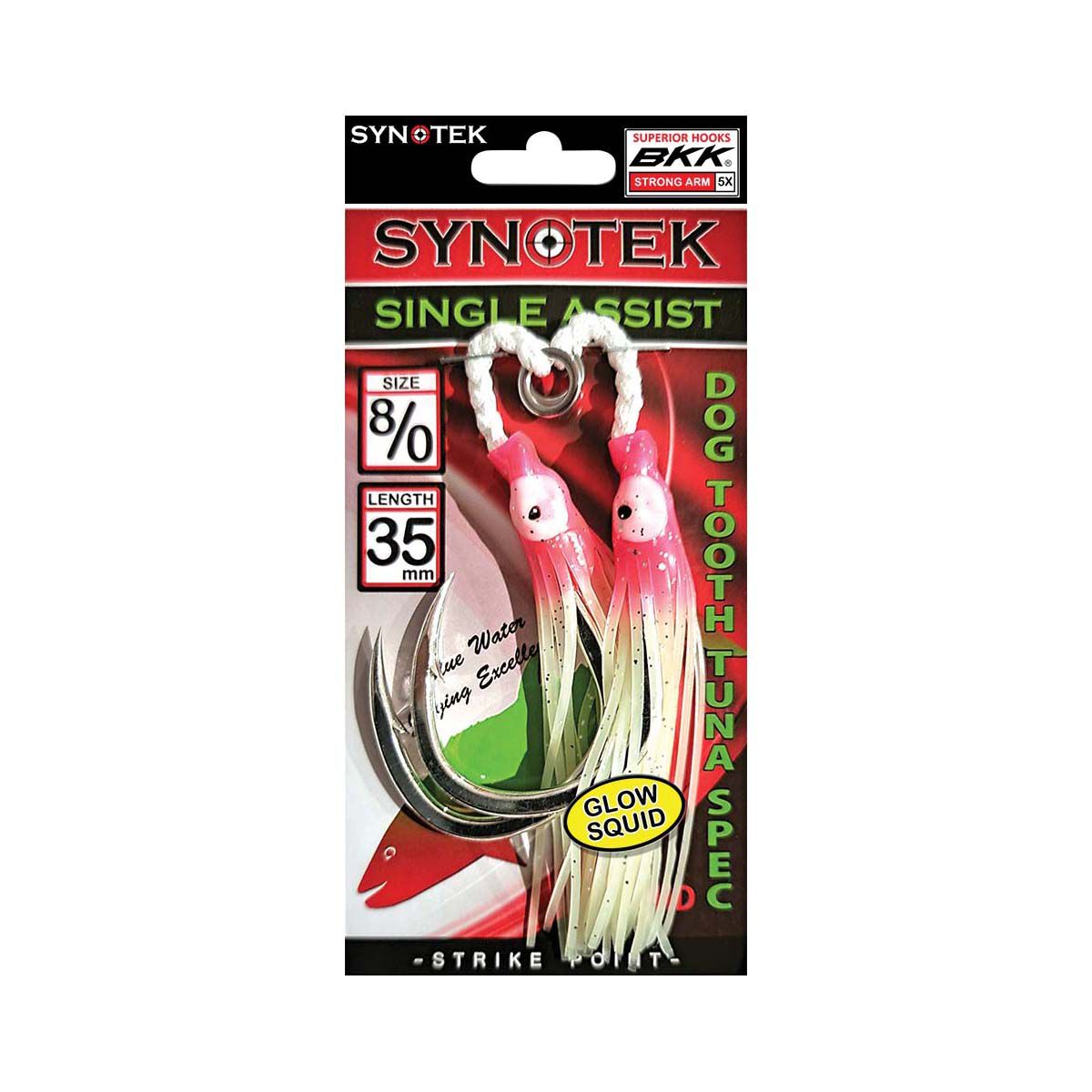 Synotek Single Assist Hooks 8/0 3.5cm Pink Head Glow, Pink Head Glow, bcf_hi-res