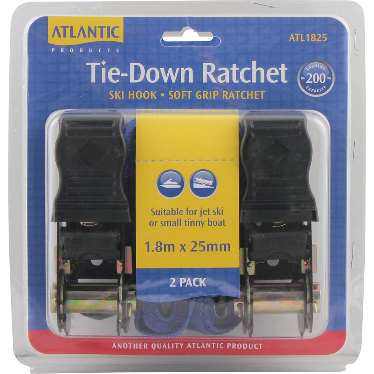 Atlantic Tie Down Ski Kit 1.8m x 25mm Pair, , bcf_hi-res