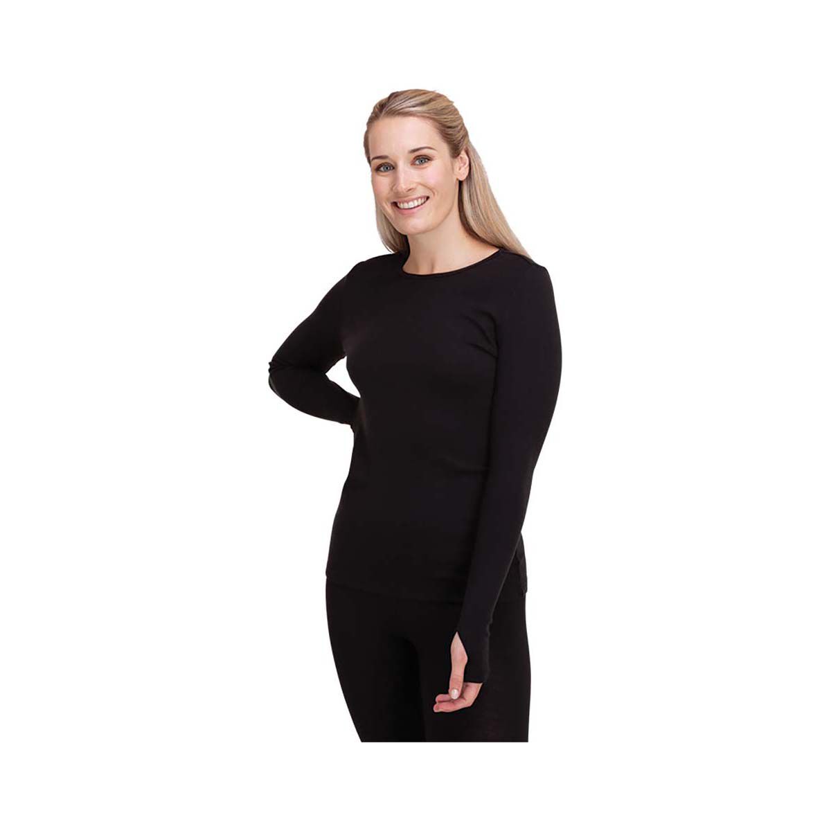 Macpac Women's 220 Merino Long Sleeve Tee, Black, bcf_hi-res