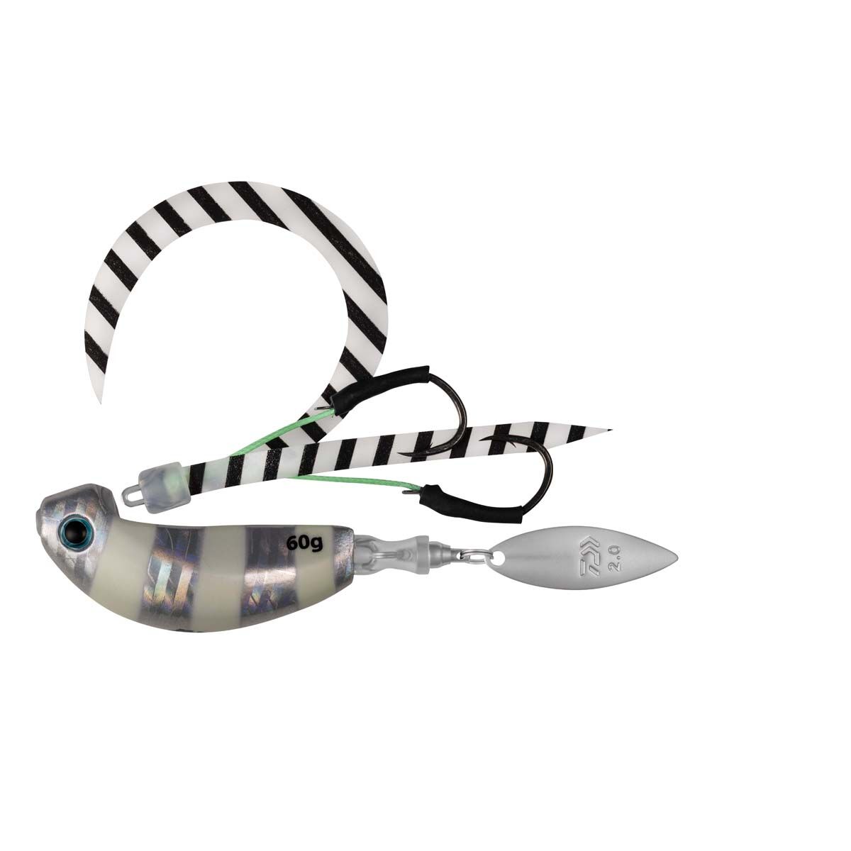Daiwa Kohga Blade Breaker Jig Lure 60g Zebra Glow, Zebra Glow, bcf_hi-res