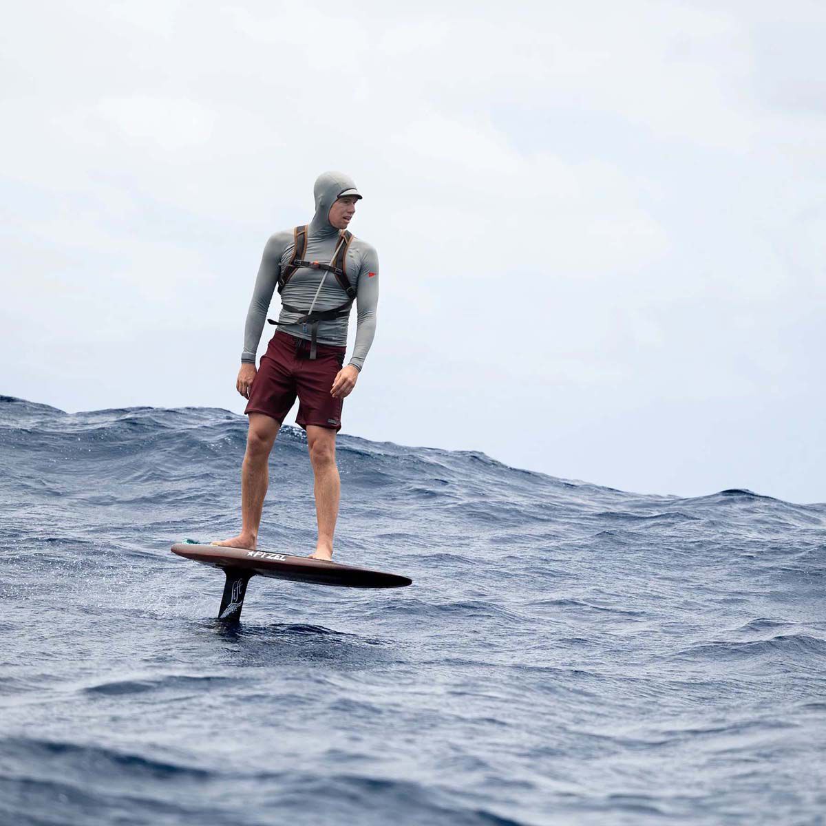 Florence Men's Hooded Long Sleeve Rashie, Silver, bcf_hi-res