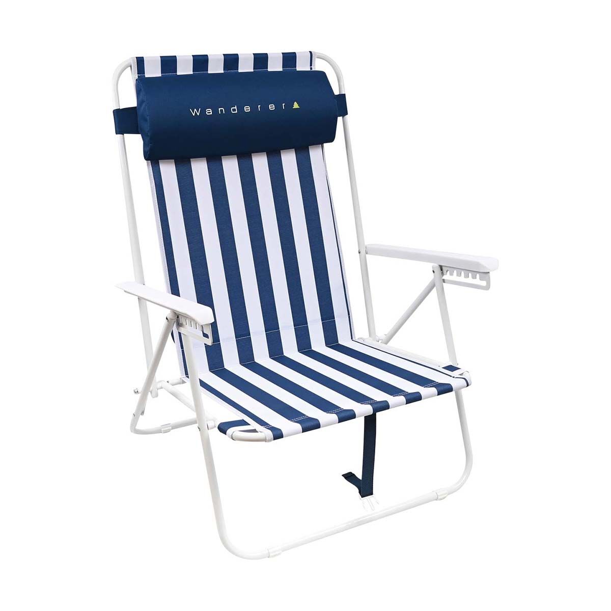 Wanderer Nautical Stripe Beach Chair 120kg, , bcf_hi-res
