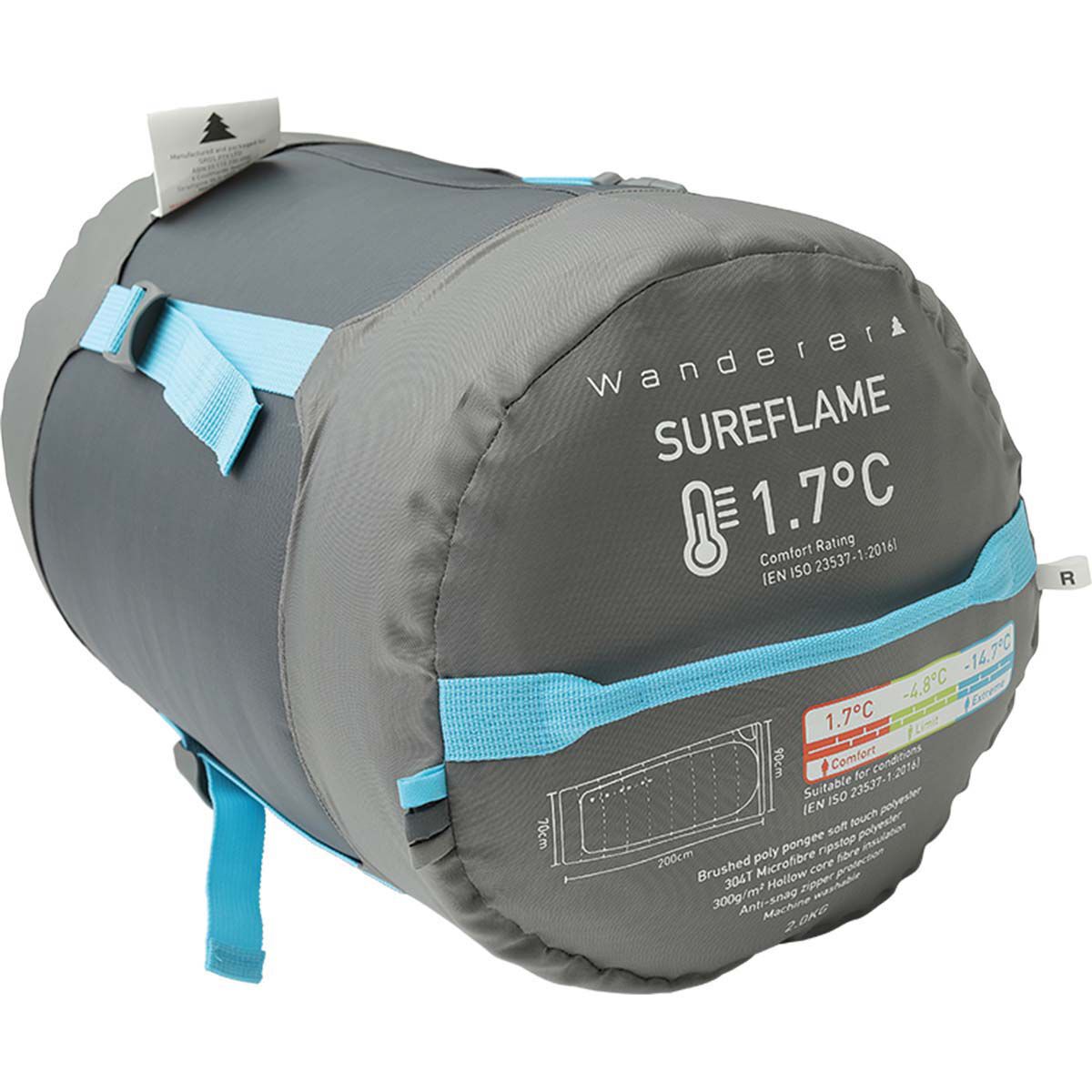 Wanderer SureFlame 1.7&deg;C Camper Sleeping Bag, , bcf_hi-res