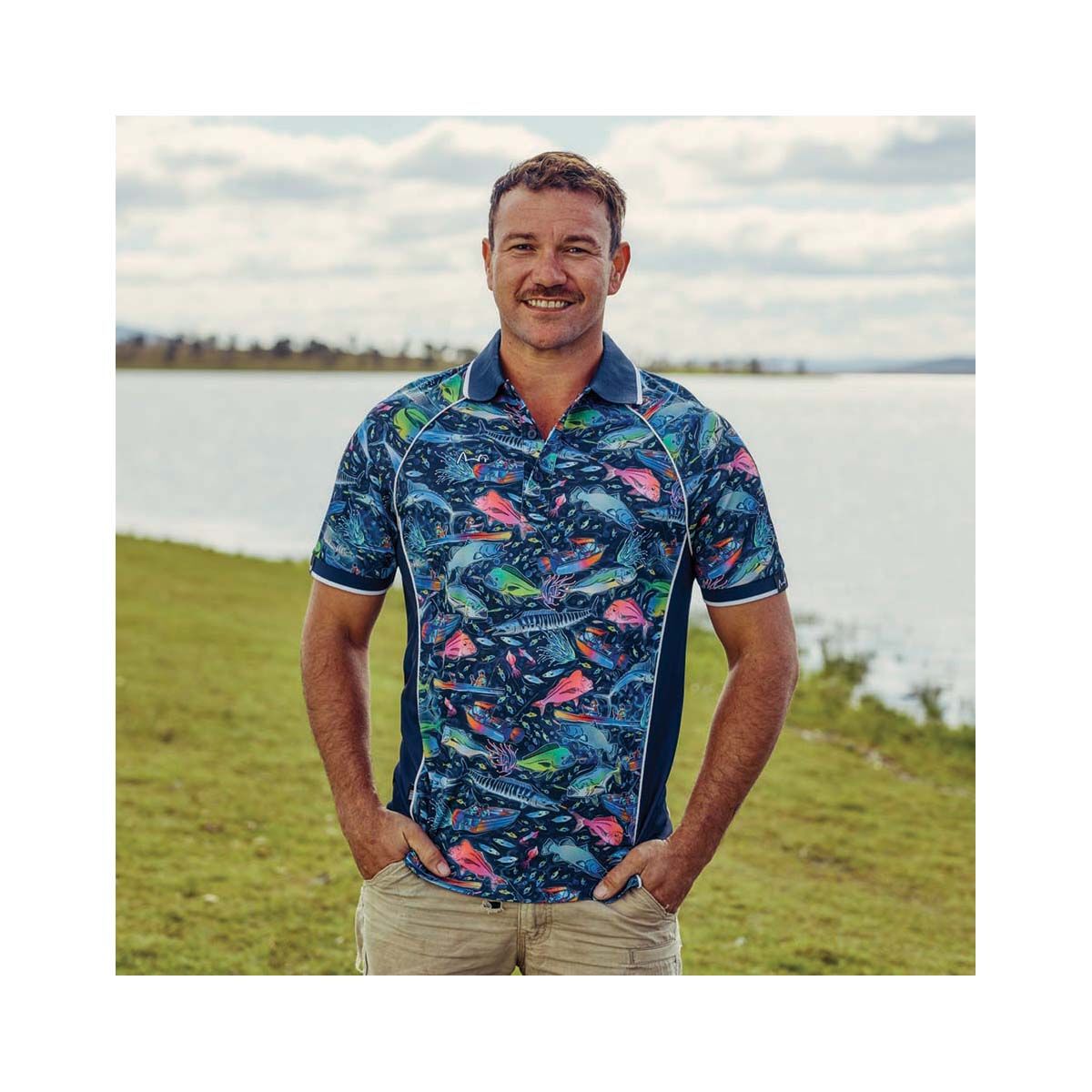 TradeMutt Men&rsquo;s The Bust Up Short Sleeve Polo Multi S, Multi, bcf_hi-res