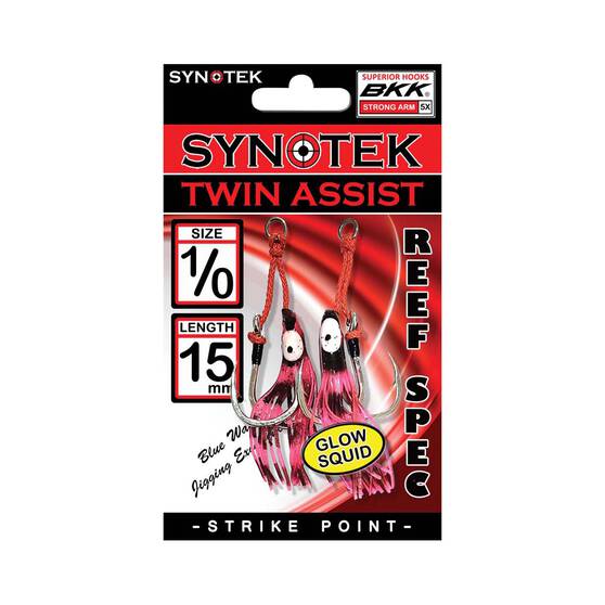 Synotek Twin Assist Hooks 1/0 1.5cm Pink Glow, Pink Glow, bcf_hi-res
