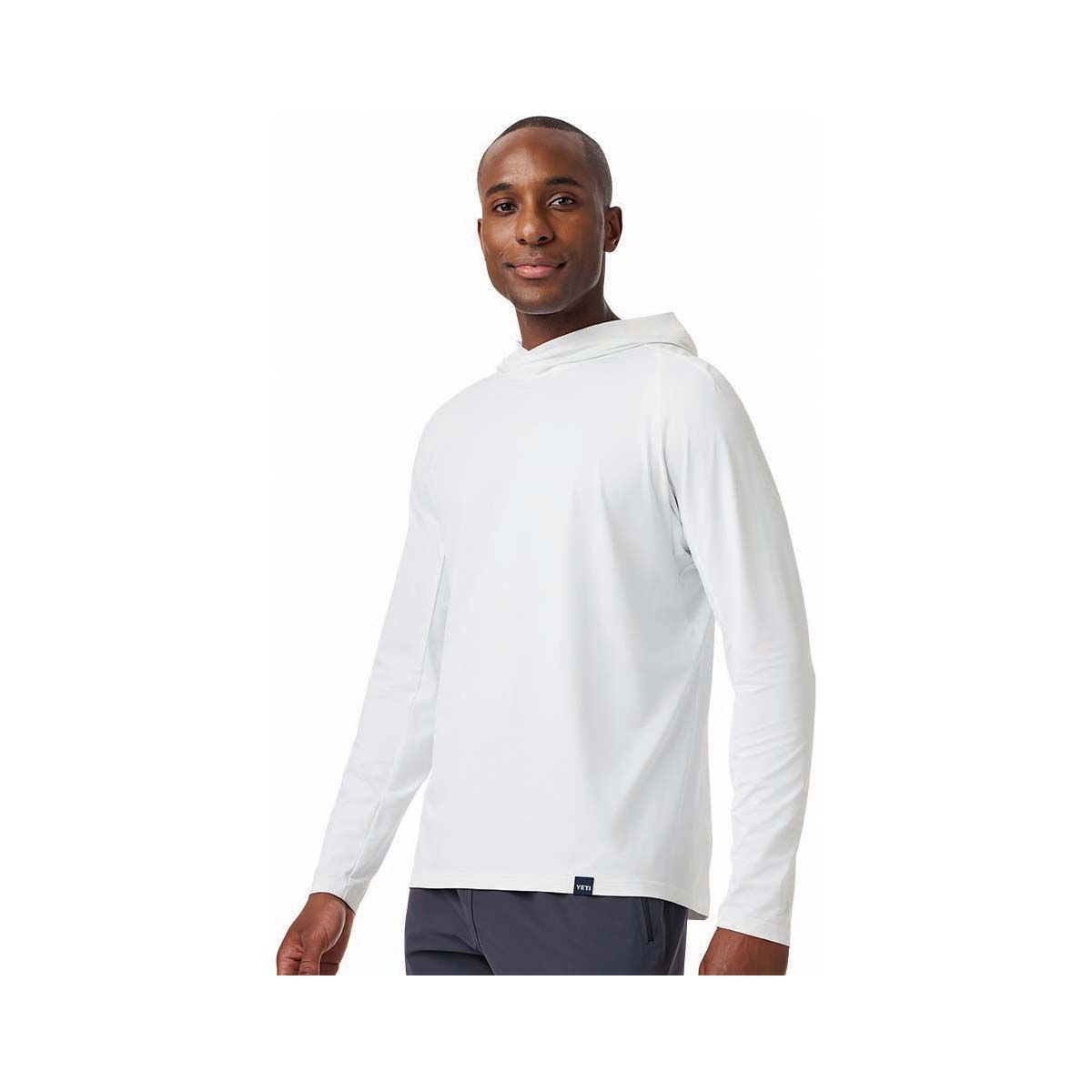 YETI&reg; Men&rsquo;s Hooded Ultra Lightweight Sunshirt, White, bcf_hi-res
