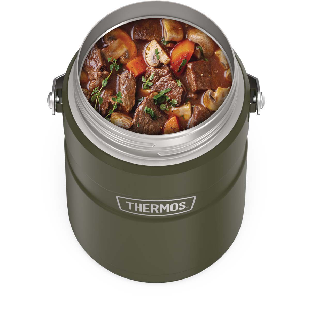 Thermos King Vacuum Insulated Food Jar 1.39L Matte Army, , bcf_hi-res