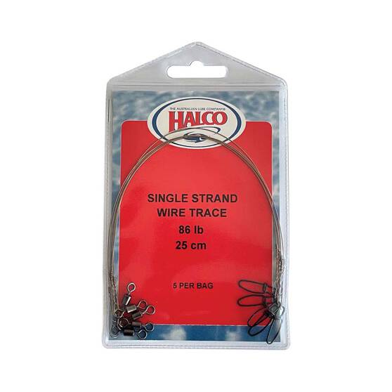 Halco Single Strand 86lb Trace Wire 25cm - 5pk, , bcf_hi-res