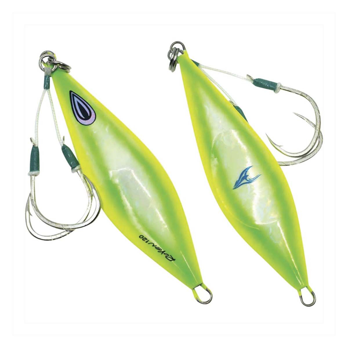 Ocean's Legacy Roven Rigged Jig Lure 60g Lime Green Glow, Lime Green Glow, bcf_hi-res