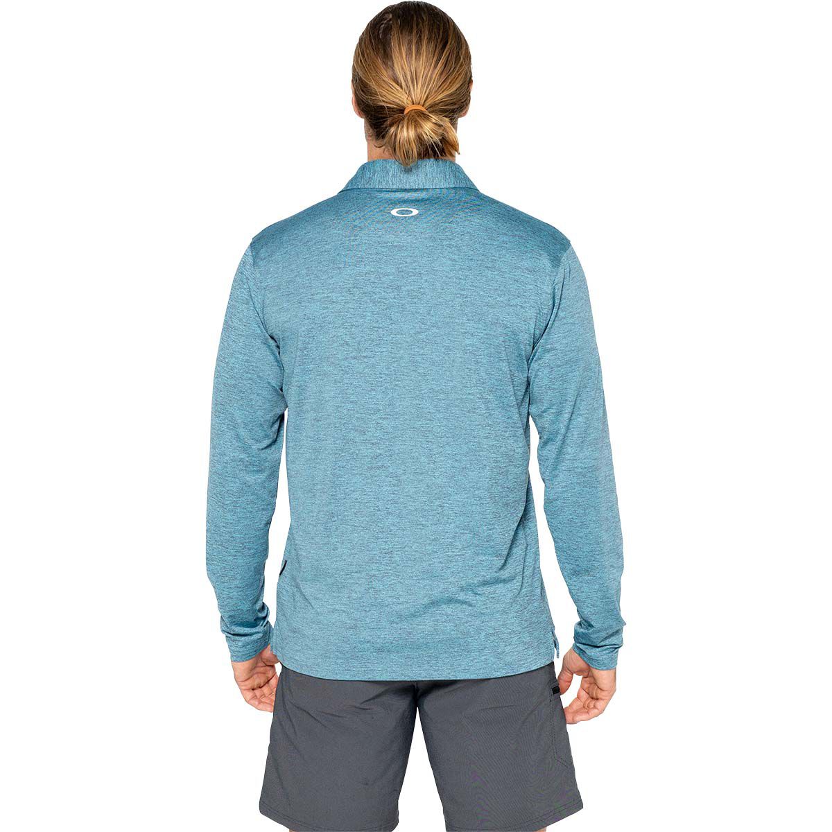 Oakley Men&rsquo;s Elements Long Sleeve Tech Polo, Bright Blue Heather, bcf_hi-res