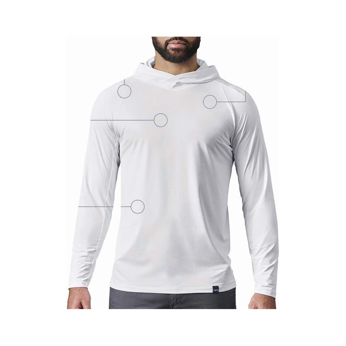 YETI&reg; Men&rsquo;s Hooded Ultra Lightweight Sunshirt, White, bcf_hi-res