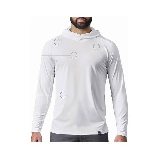 YETI® Men’s Hooded Ultra Lightweight Sunshirt, White, bcf_hi-res