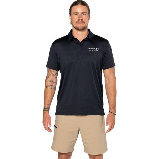 Oakley Men’s Elements Short Sleeve Tech Polo, Blackout, bcf_hi-res