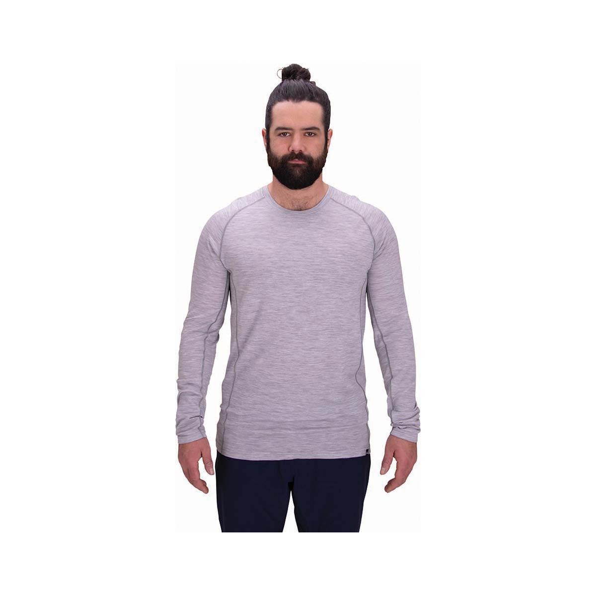 Macpac Men's 150 Merino Long Sleeve Top Light Grey Marle XS, Light Grey Marle, bcf_hi-res