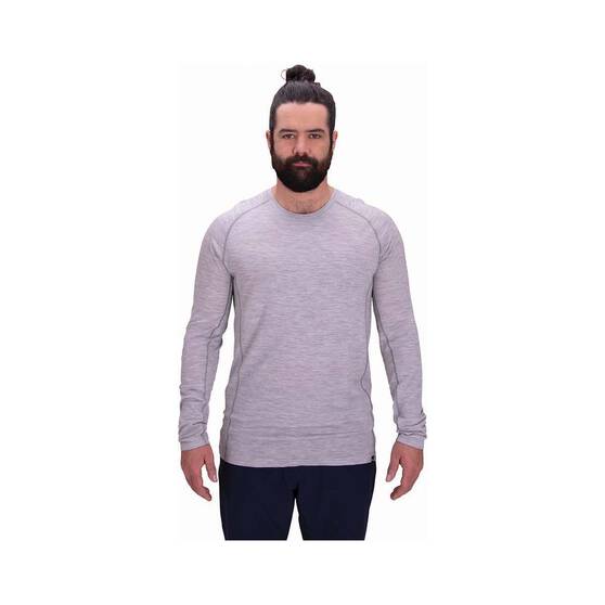 Macpac Men's 150 Merino Long Sleeve Top, Light Grey Marle, bcf_hi-res