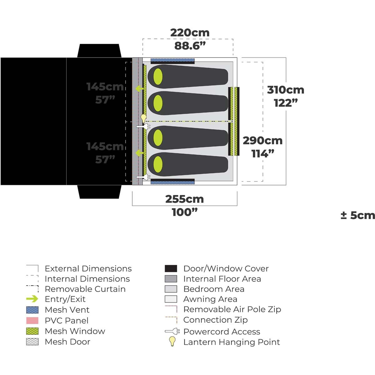 Zempire Shapeshifter 4 Air Tent Sleeping Module, , bcf_hi-res