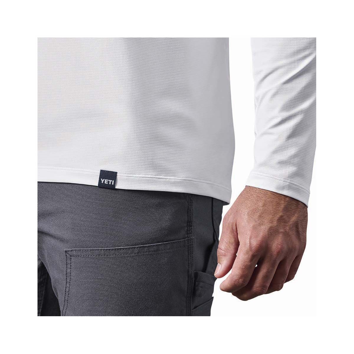 YETI&reg; Men&rsquo;s Hooded Ultra Lightweight Sunshirt, White, bcf_hi-res