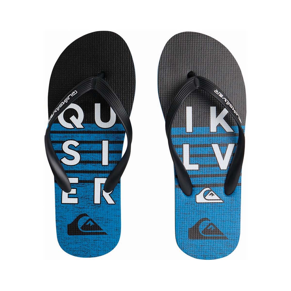 Quiksilver Men&rsquo;s Moncata Wordmark Thongs Black / Blue 8, Black / Blue, bcf_hi-res